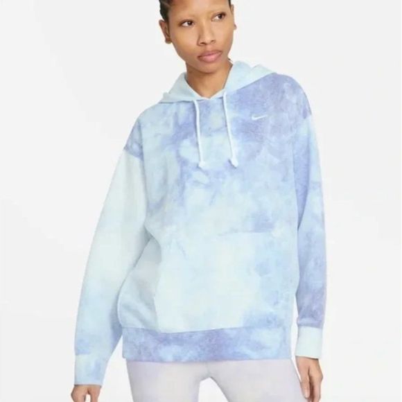 Nike Tops - NWT Nike Women's Icon Clash Tie-Dye Oversized Hoodie, Light Racer Blue - Small